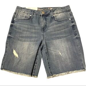 NWT Seven 7 Sunset Bermuda Denim Jorts Jean Shorts Fray Hem 9” Size 4